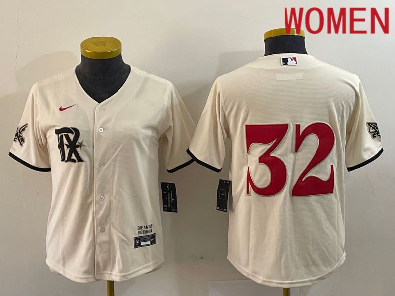 Women Texas Rangers #32 No Name Cream Game Nike 2023 MLB Jersey style 1->texas rangers->MLB Jersey